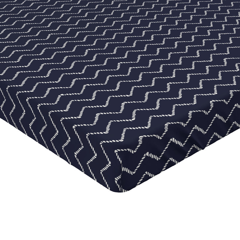 Drap-housse Ambesonne, paquet de 2, Bleu marine / chevron blanc, Drap-housse de taille très grand