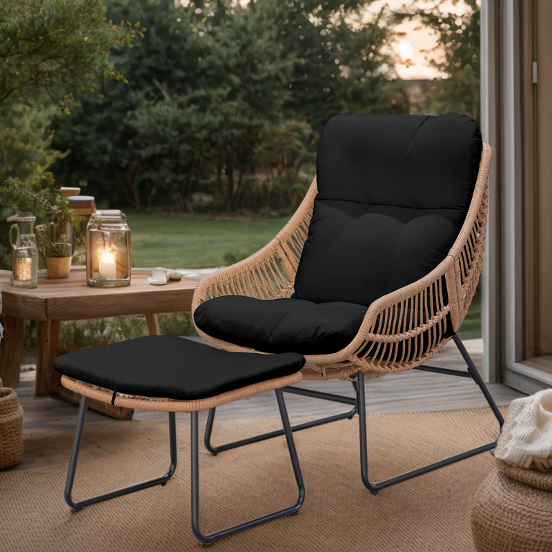 Chaises longues avec coussins Allexis, Noir, noir, noir, noir