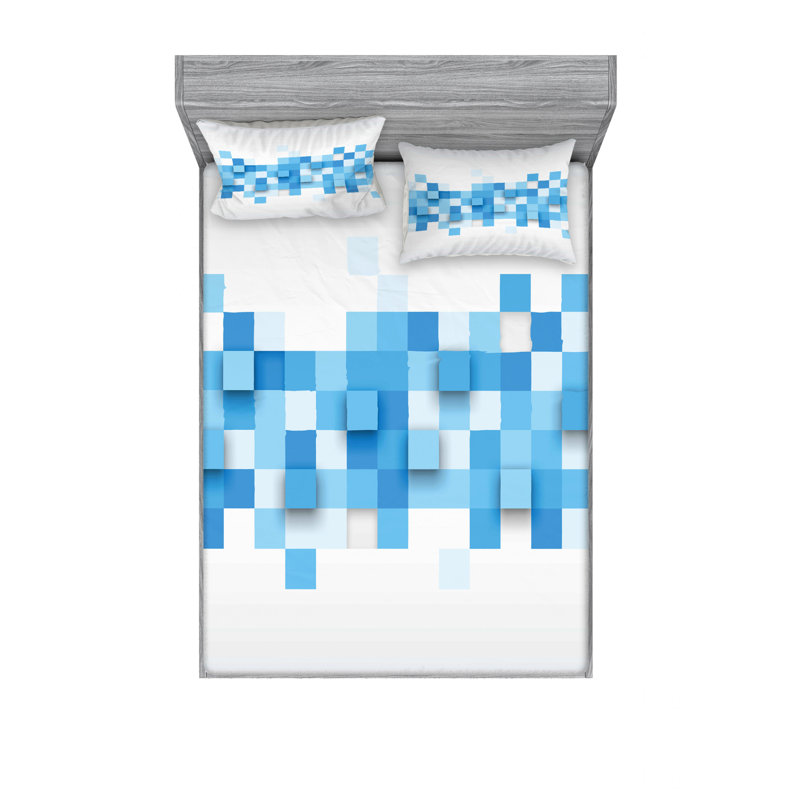 Ensemble de draps mosaïque graphique 3d, Ensemble de draps pour lit double avec un drap-hou