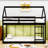 Twin Over Twin  Wooden House Bunk Bed With Ladder-1950376659