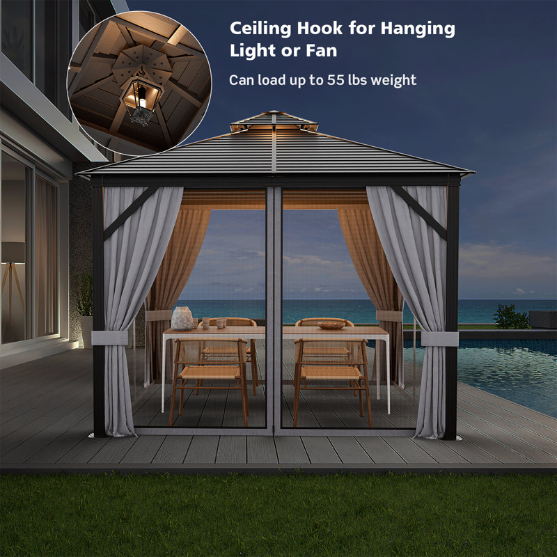 10 Ft. W x 10 Ft. D Steel Gazebo