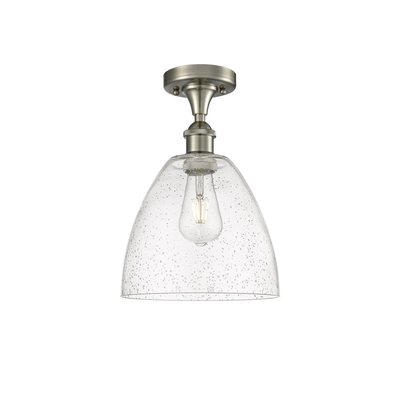 Aloisa Glass Semi Flush Mount, 13.25" H x 9" W x 9" D, Brushed Satin Nickel