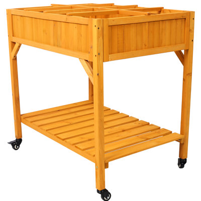 Jardinière mobile surélevée mobile personnalisable pour un jardin vibrant: avec roues verrouillables, tablette de rangement et jardinage de drainage efficace: trous efficaces