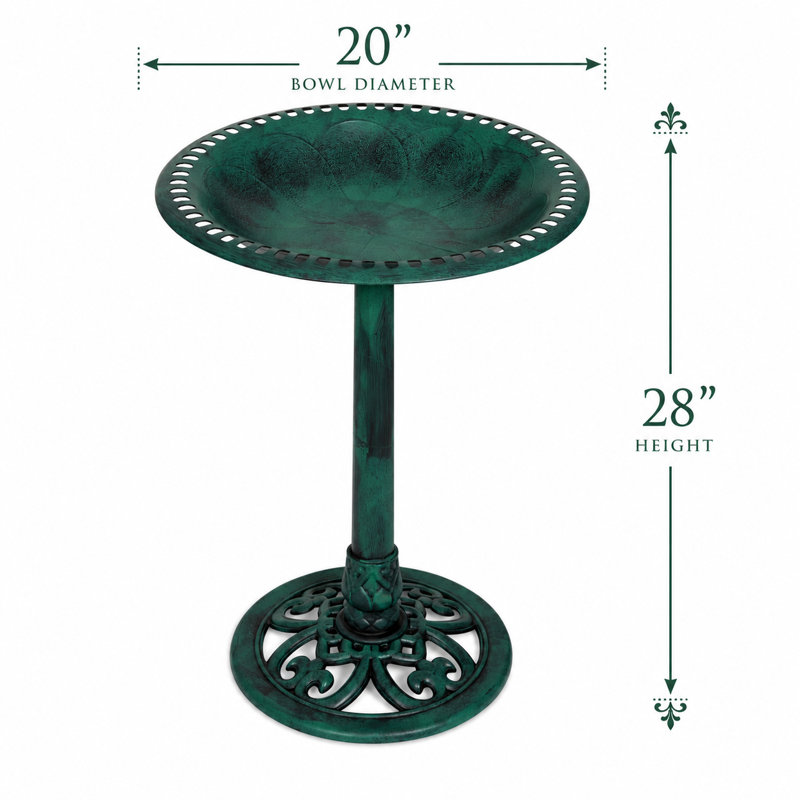 27 Inch Polyresin Outdoor Garden Bird Bath - Green