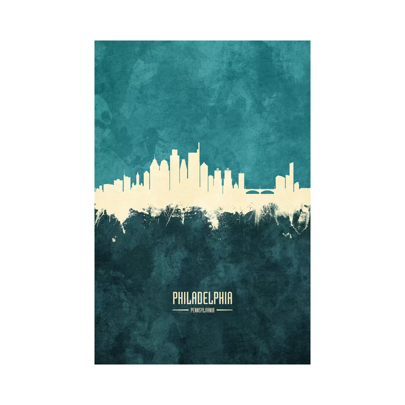 Philadelphia Pennsylvania Skyline by Michael Tompsett - 1 Piece Wrapped Canvas Wall Art, 20.32 cm H x 30.48 cm W