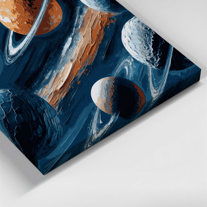 Space Jupiters moons Grey Canvas Wall Art, 16" H x 16" W