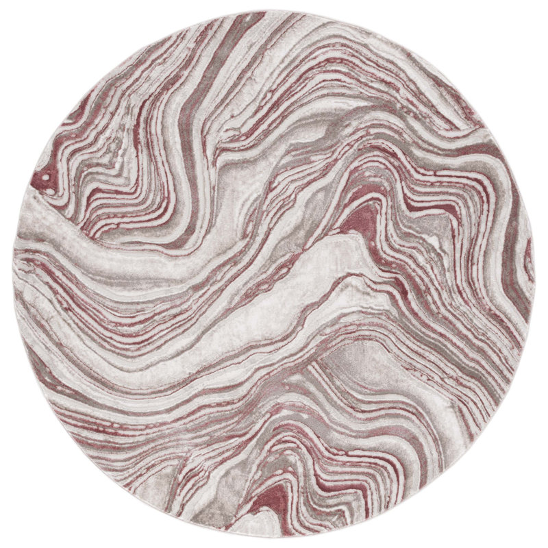 Abstract Machine Woven Stain-Resistant Area Rug, Round 6'7"