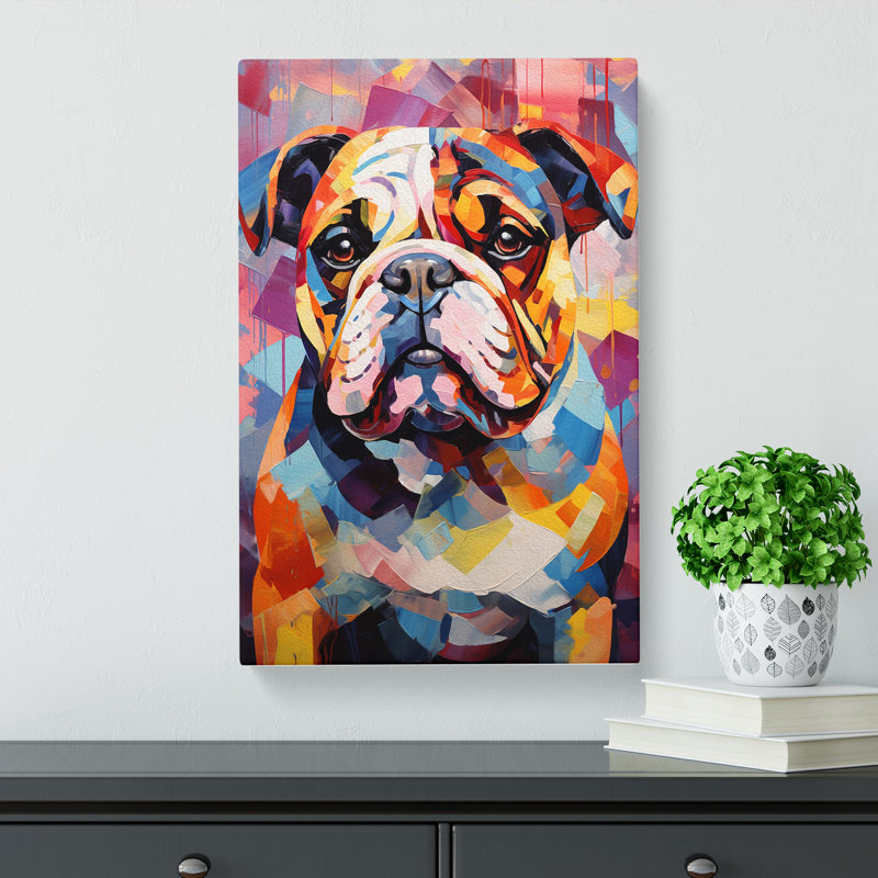 British Bulldog Abstract - Wrapped Canvas, 76cm H x 50cm W x 3cm D