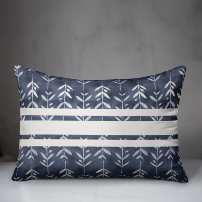 Stripes and Leaves Lumbar Pillow