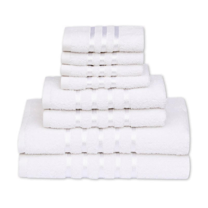 Ensemble de 8 serviettes de bain de luxe Ruvanti (2 serviettes de bain, 2 serviettes à main, 4 serviettes de toilette) 550 g / m² 100% coton de qualité supérieure