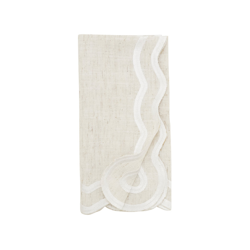 Scalloped Border Napkin (Set of 4), Tan