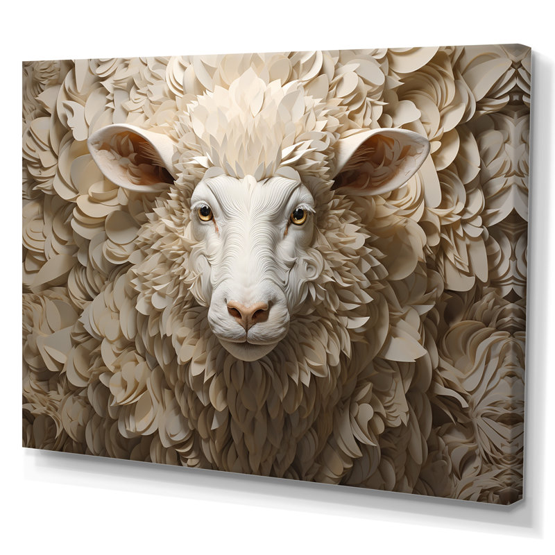 Cozy beige minimalisme mouton I sur toile, Toile tendue, H 12 po x l 20 po