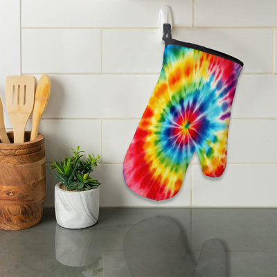Swirled Tie-Dye Hues Oven Mitt Cotton Twill
