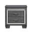 Table de chevet élégante 2 avec éclairage à DEL et faux cristaux gris pour chambre à coucher 2 tiroirs élégants-843035496