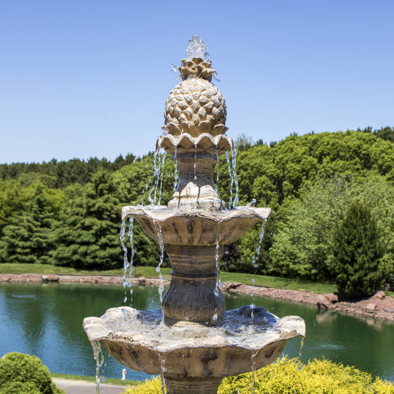 Fontaine d'extérieur traditionnelle en résine résistante aux intempéries à 4 niveaux Keltner - Terre, Terre