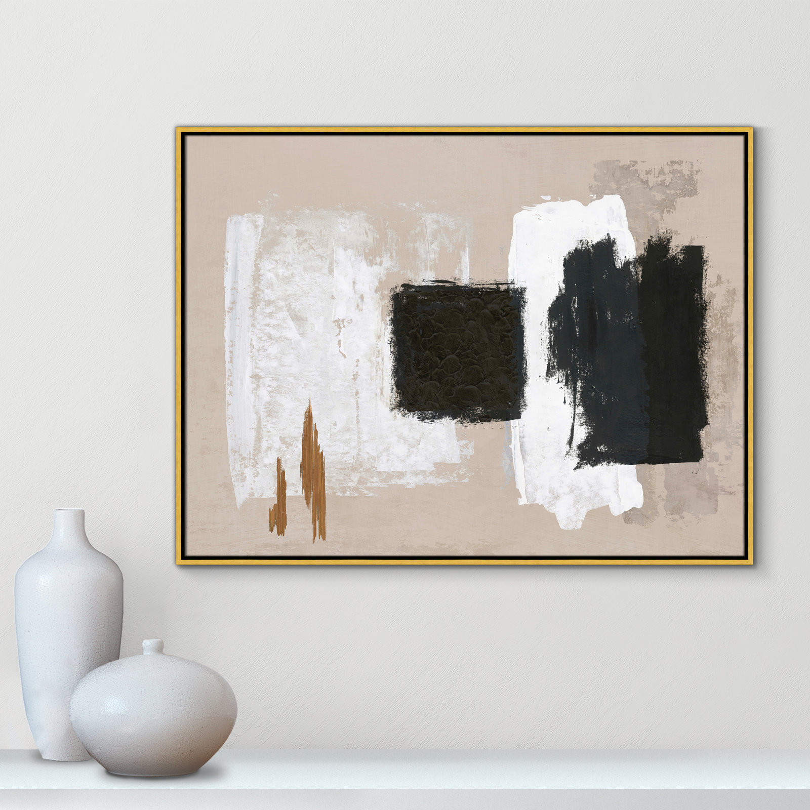 Imone - Floater Frame Canvas, 31.5" H x 41.5" W, Gold