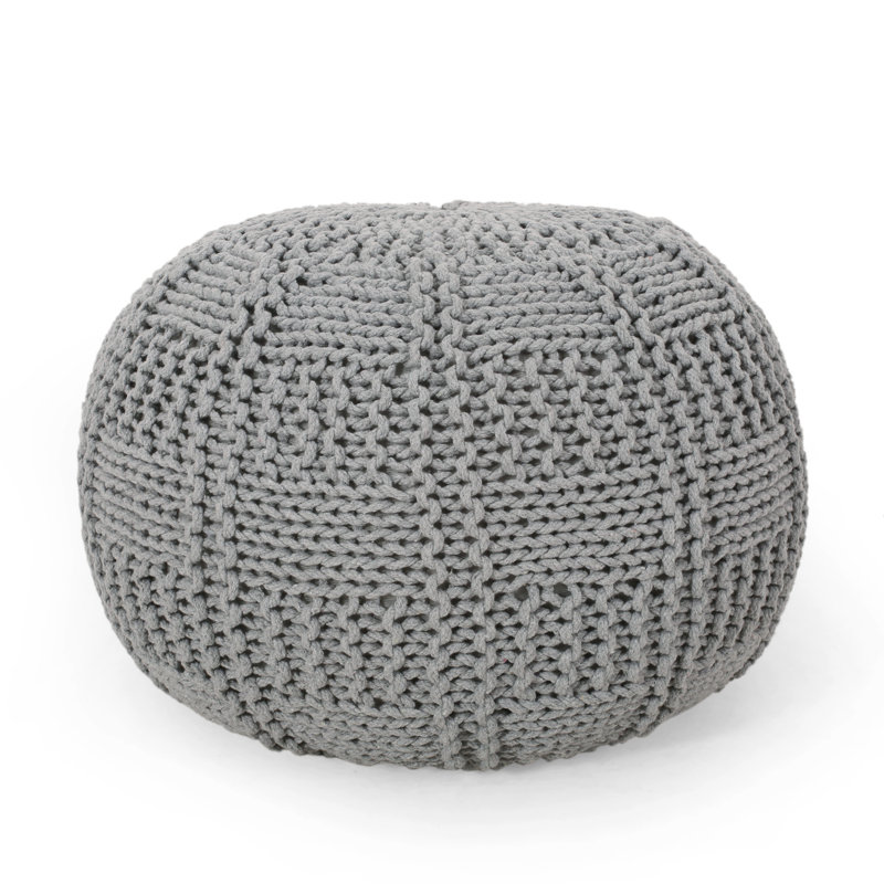 Repose-pieds rond de 20 po Durston, 100 % coton gris