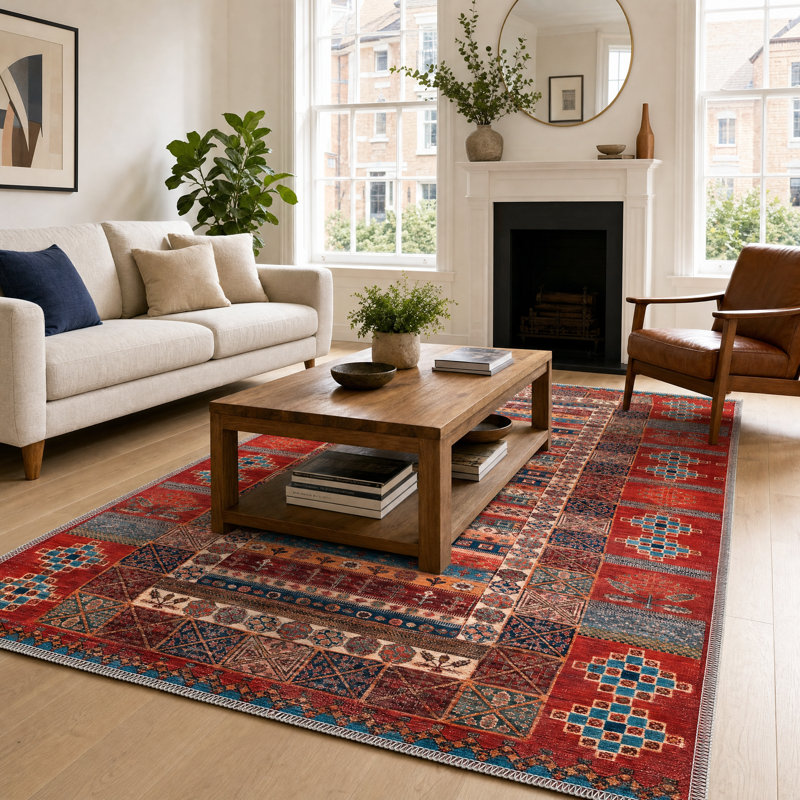 Oriental Cotton and Chenille Flatweave Area Rug, 160 cm round