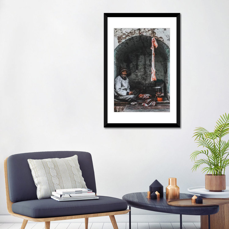« agra, inde i » par luke anthony gram, reproduction d’impression sur toile tendue, Papier d'art encadré noir, Blanc