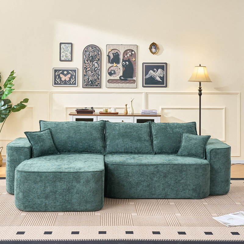 L Shaped Sectional Sofa (Green), Green