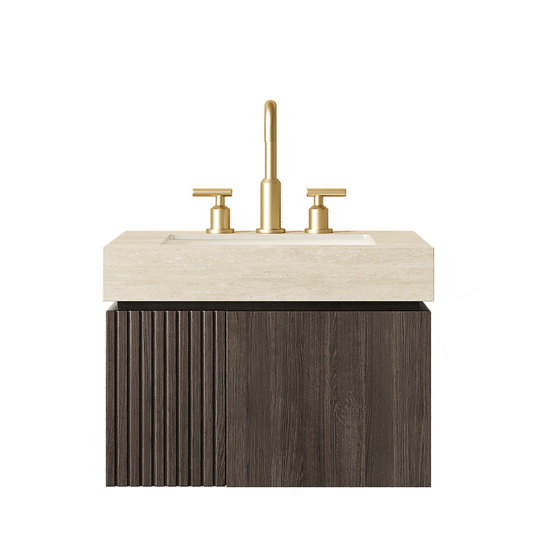 Meuble-lavabo 24 po avec lavabo, Espresso, Beige, 8" Widespread