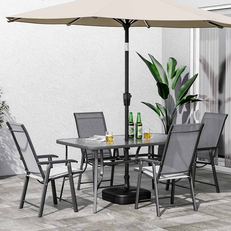 Grace-Leigh Square Table Set, Black, 72cm H x 90cm W x 150cm L, Yes