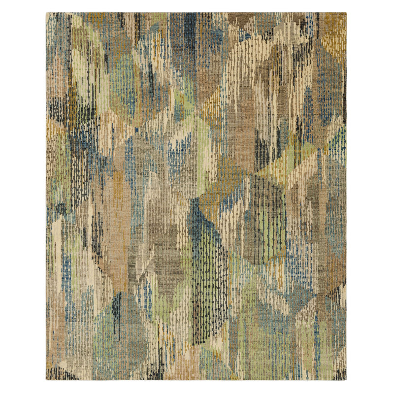 Depiction Handmade Wool Abstract Area Rug, Rectangle 6' x 9'