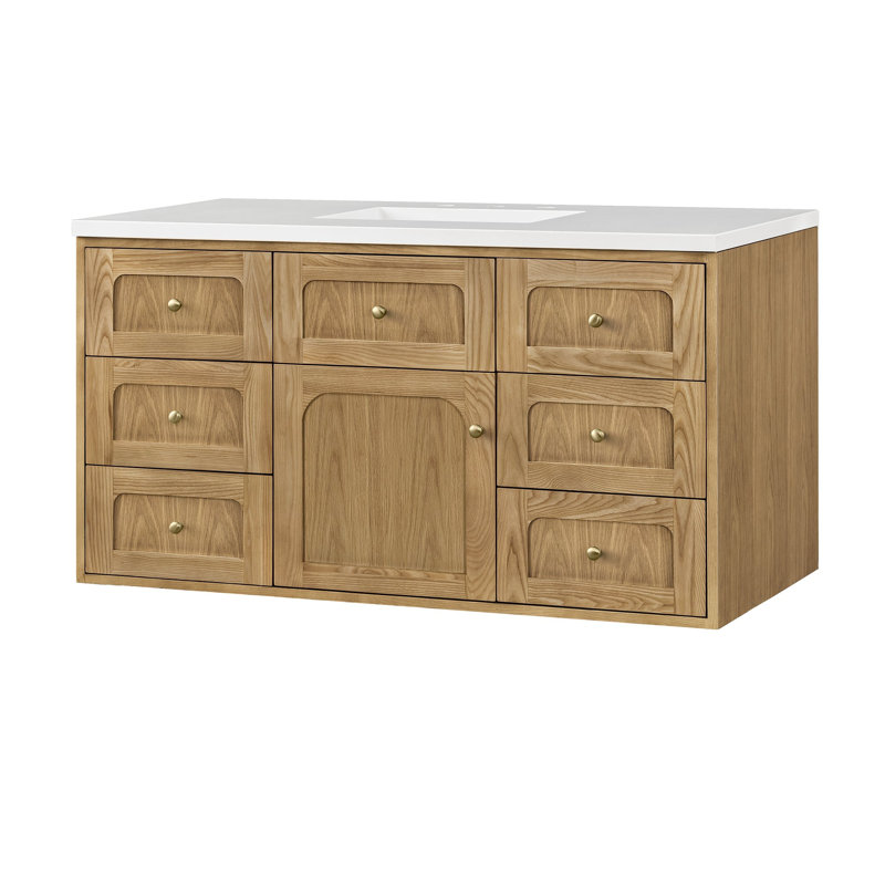 Laurent 48'' W Single Vanity, White Zeus, 8" Widespread, Light Natural Oak