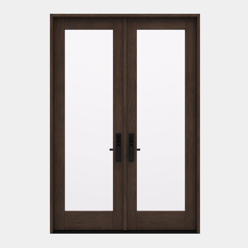 G101-SW-96 | Double porte de 96 po, extérieur pré-suspendu RTA, lit double en bois d'acajou non fini, 66.5" x 98" [32" Door]