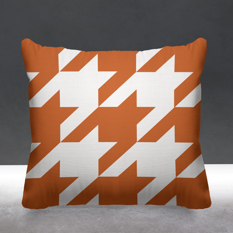 Housse et insert de coussin carré d'extérieur Easton Houndstooth, L 19 po x H 19 po, Orange