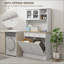 Armoire de cuisine avec station de charge, 2 armoires à ordures inclinables et support pour micro-ondes, huche de cuisine autoportante avec portes en verre et tablette réglable-1385519453