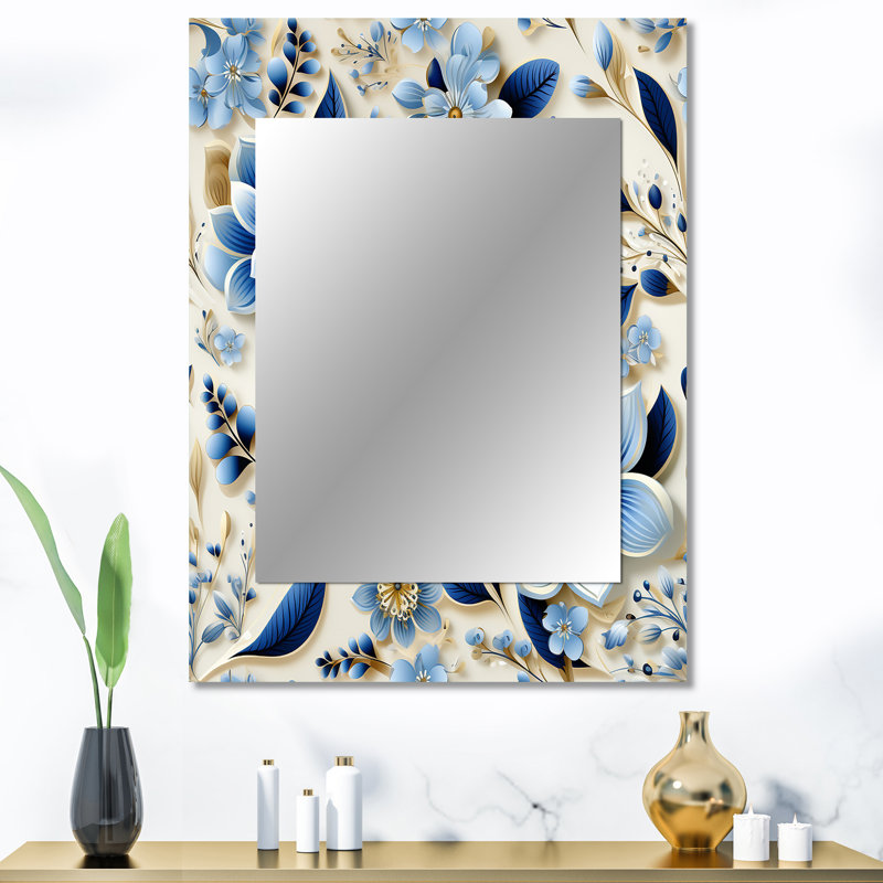Garabet Scandinavian Simplicity Paisley Pattern - Paisley  Decorative Mirror, Paisley, Floral Large Wall Mirror, Printed Metal Art