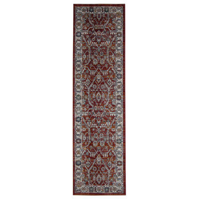Oriental Machine-Made Red/Ivory Area Rug