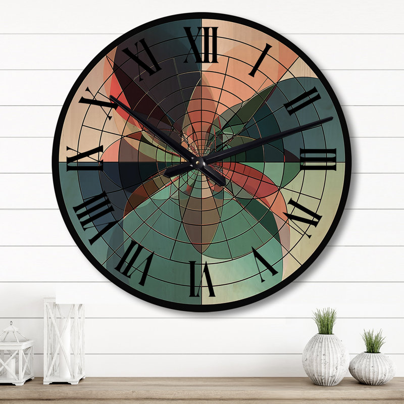 Picabo Sacred Mystery Vintage Mandala Illustration - Modern Geometric Oversized Wood Wall Clock, Large