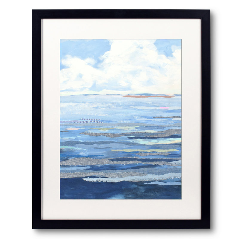 Chambray Sea 4 Print by Karin Olah, Black Framed Canvas, No Mat, 40" H x 30" W