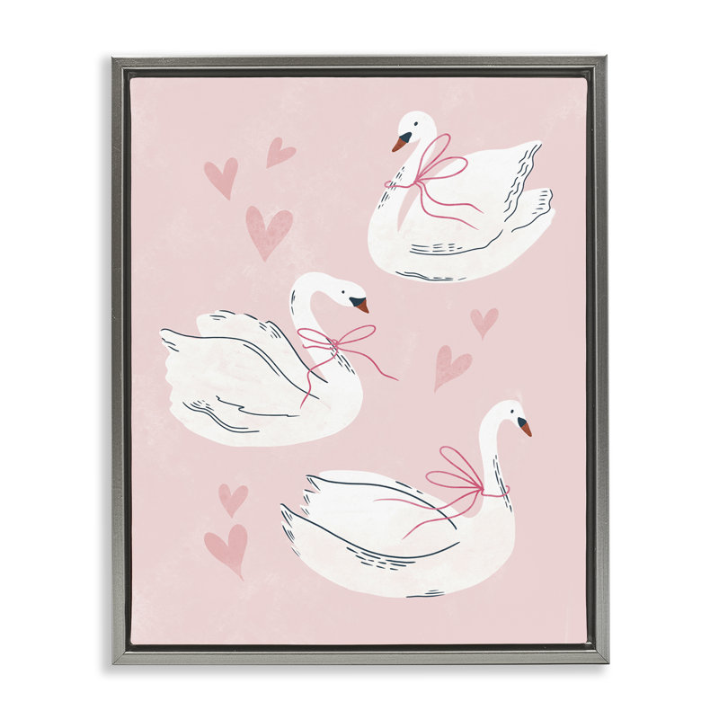 "Pastel Ribbons On Swans", art mural sur toile flottante par Macu Barreto, Cadre flottant gris lustré, H 31 po x l 25 po