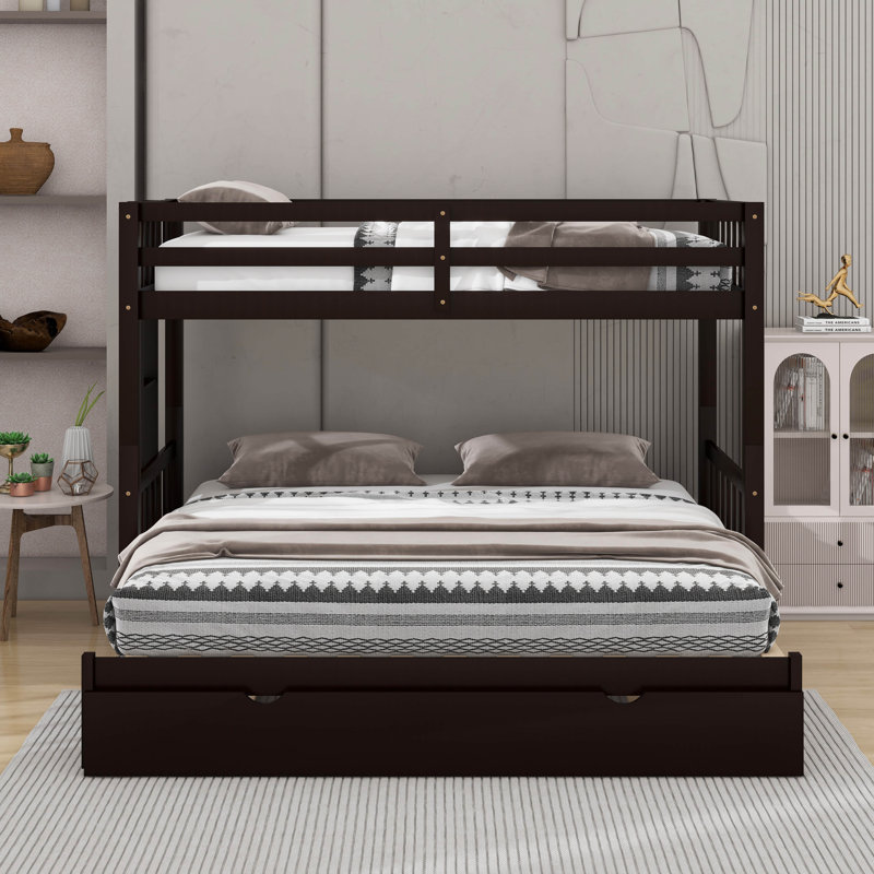 Kalinikos Twin Over Pull-Out Bunk Bed With Trundle, Espresso