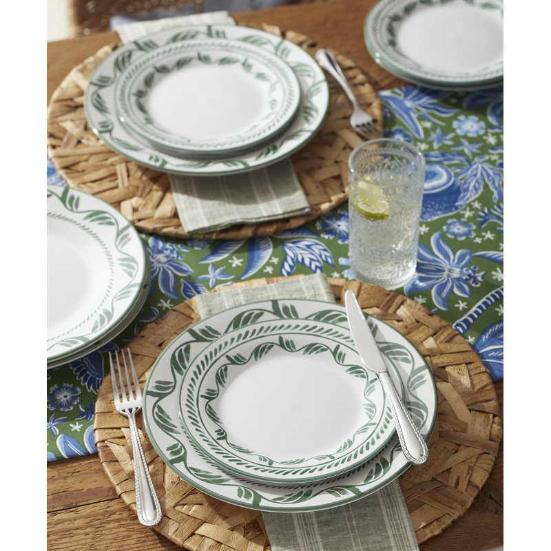  Borderless Green 12Pc Dinnerware Set