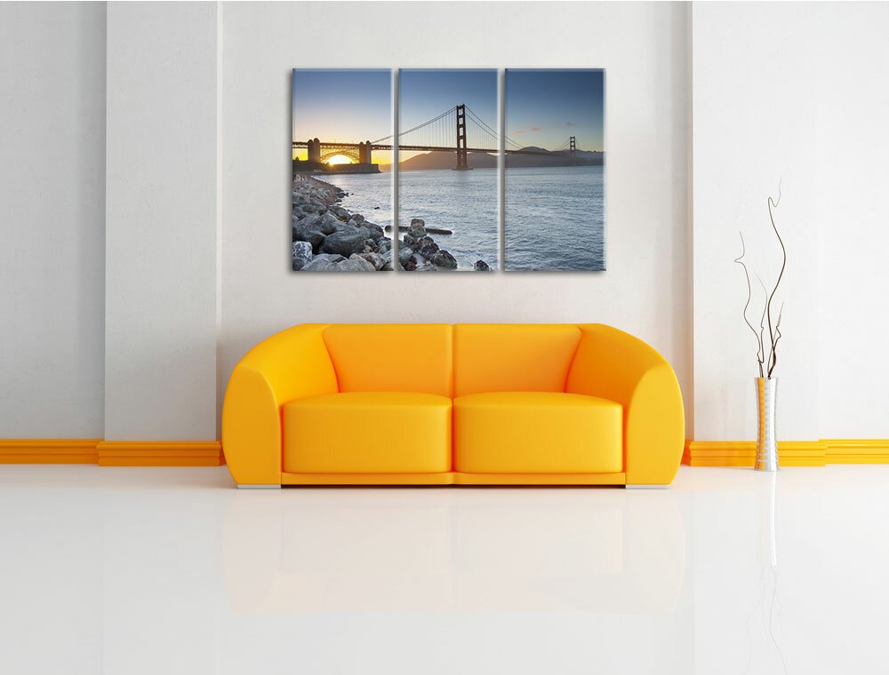 3-tlg. Leinwandbilder-Set „Imposante Golden Gate Bridge“, Fotodruck