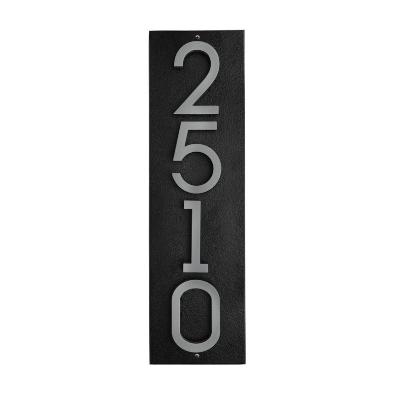 Floating Stand-Off 4-Number Vertical Sign, Black /W/ Silver Modern Font Numbers, Yes