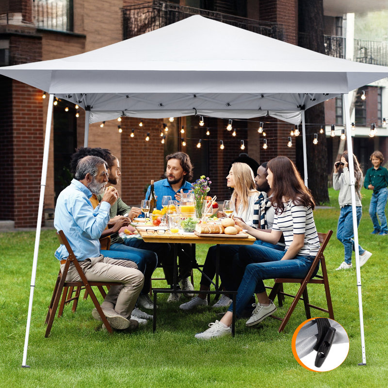 8 Ft. X 8 Ft. White Pop-Up Canopy With Extended Eaves
