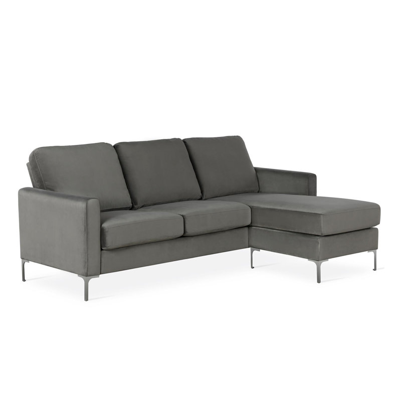 Mezie 3 Seater Velvet Corner Sofa , Grey