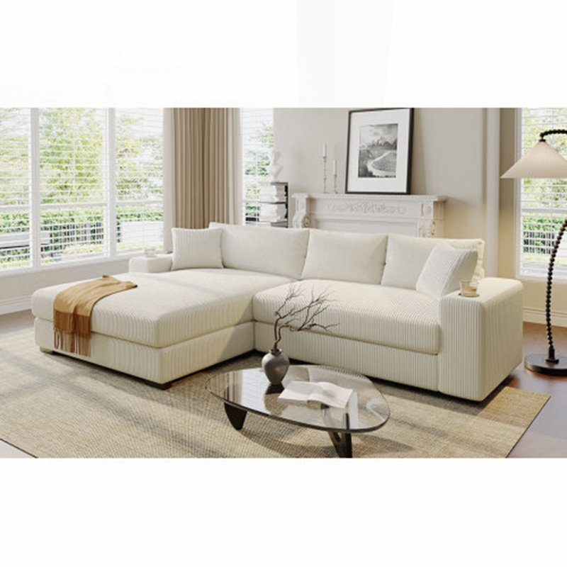 Grand canapé modulaire avec coussins épais Mirod, Beige