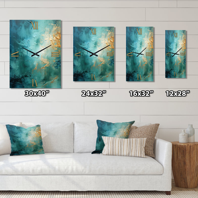 Horloge murale Teal Oasis III - Paysages, Surdimensionné