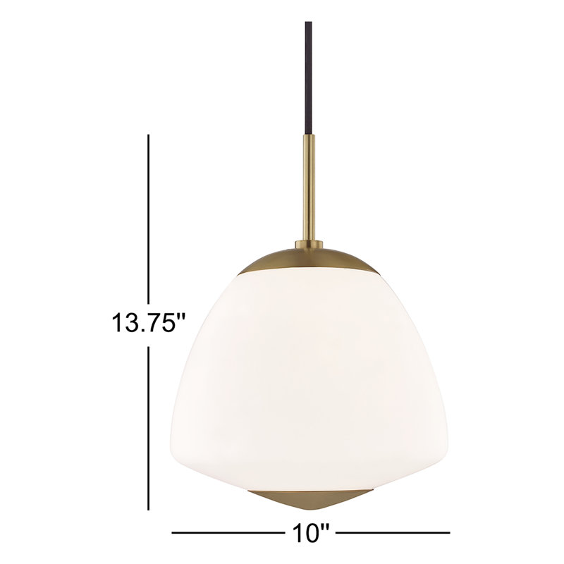 Luminaire suspendu simple à 1 lumière Darby, Laiton vieilli, H 13,75 po x l 10 po x P 10 po