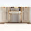 Console à miroir en demi-lune de 47 pouces avec verre cannelé et poignée en cristal, parfaite pour le vestibule ou le meuble-lavabo de chambre à coucher-1335455481
