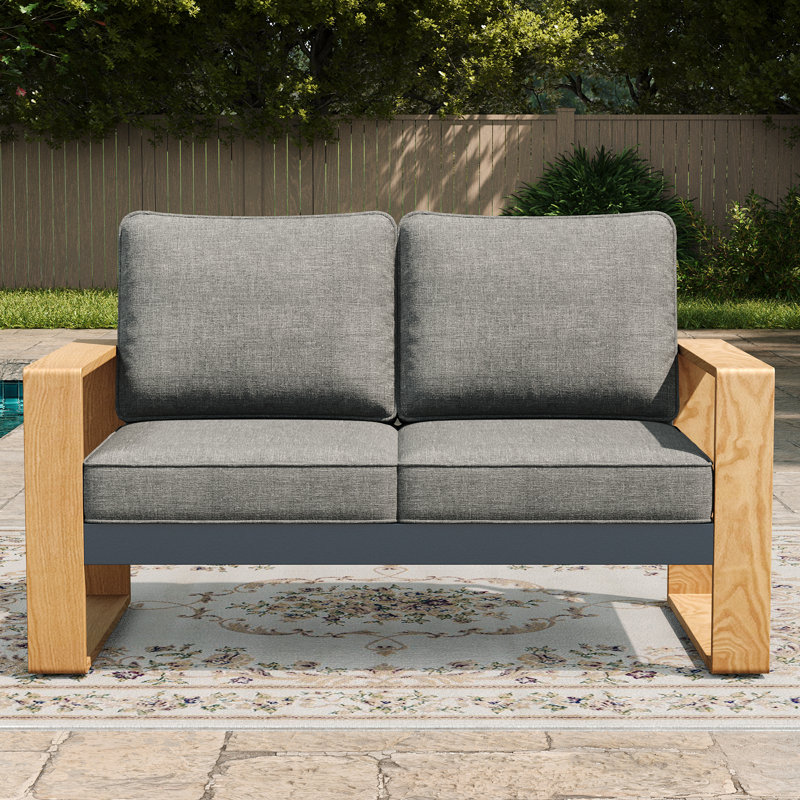137.9cm Wide Loveseat with Cushions, Dark Grey