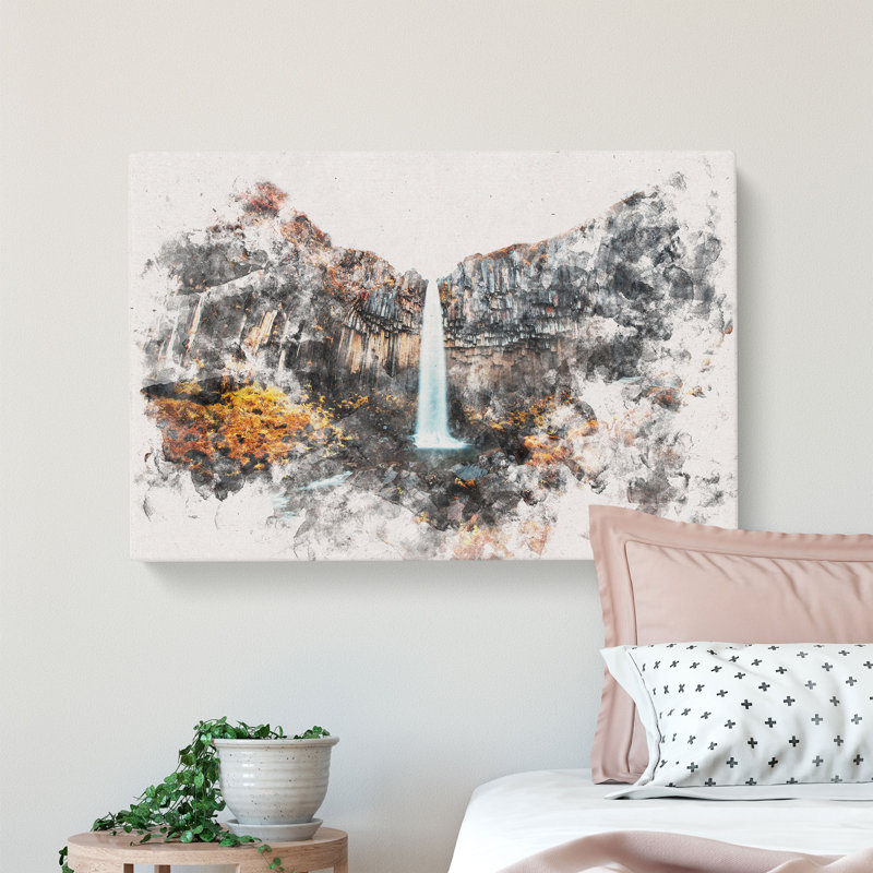 Svartifoss Waterfall In Iceland - Wrapped Canvas Print, 50cm H x 76cm W x 3cm D