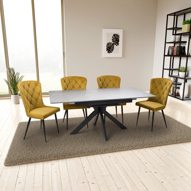 Avelie Extendable Metal Base Dining Table, H76 x L180 x W90cm