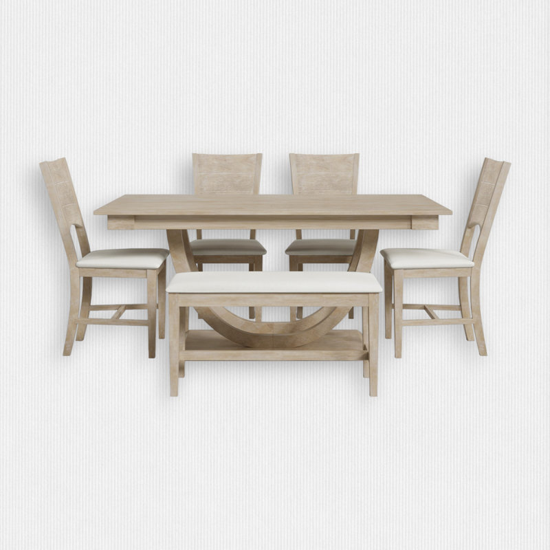 Kreshnik 6 - Person Trestle Dining Set, Natural